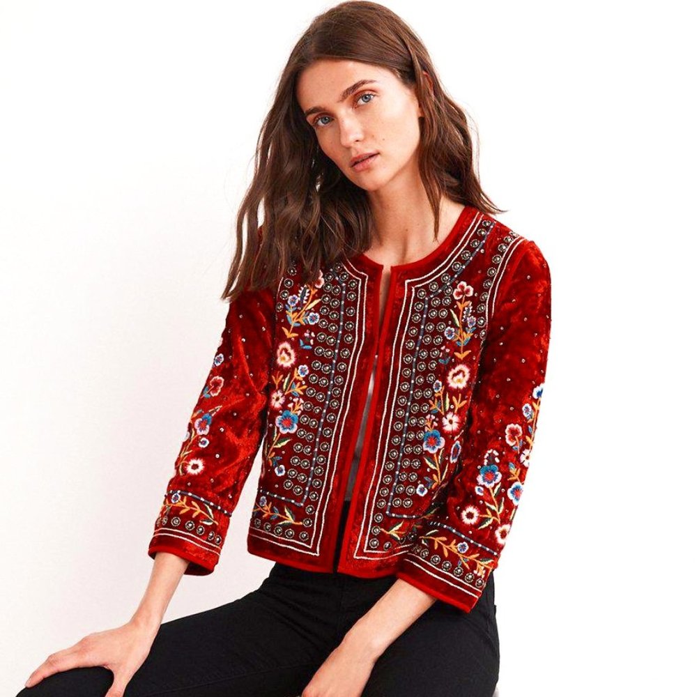 Velvet Embellished, Embroidered Beaded Nita Jacket